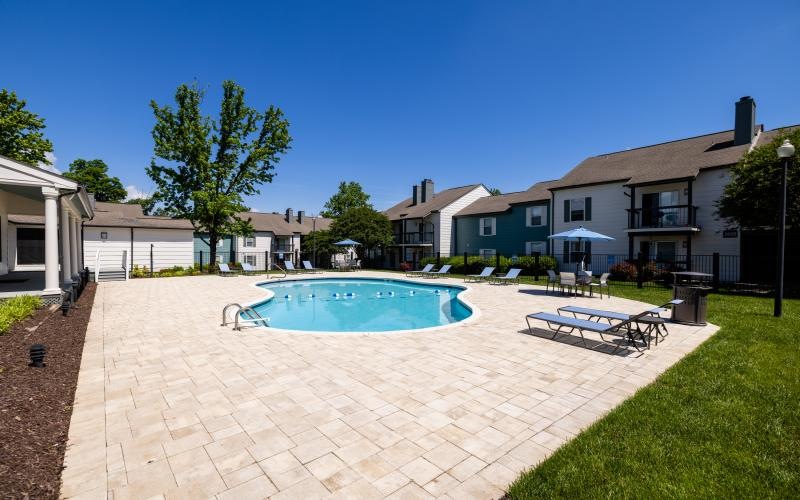 a swimming pool in a backyard