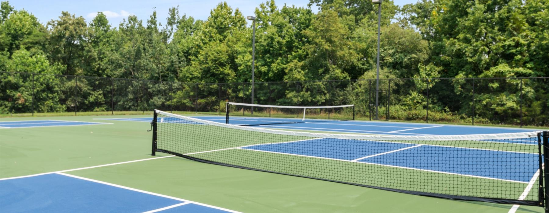 a tennis court with a net