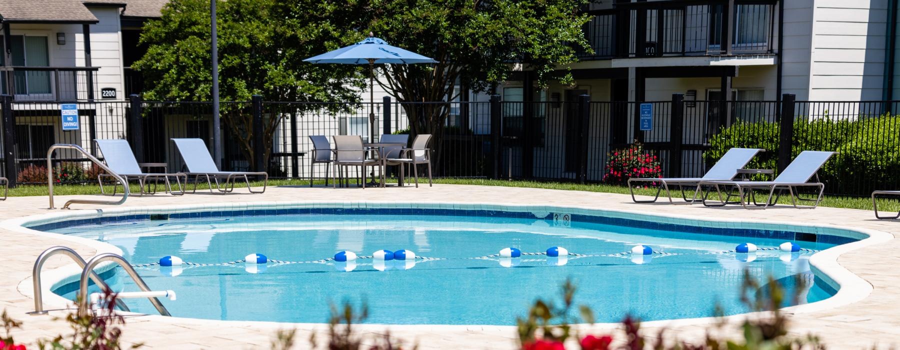 a swimming pool in a backyard