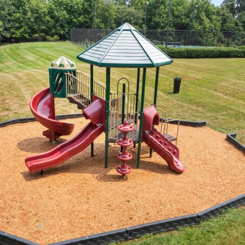 A perfect fit for the whole family a small play structure in a yard