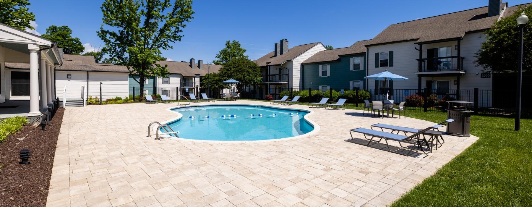 a swimming pool in a backyard